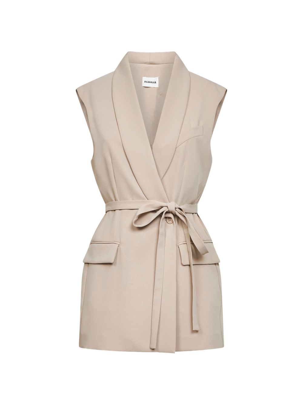Sleeveless Jacket with Deep V-Neck