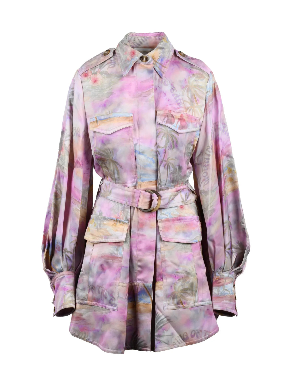 Pink Viscose Flared Sahariana Dress