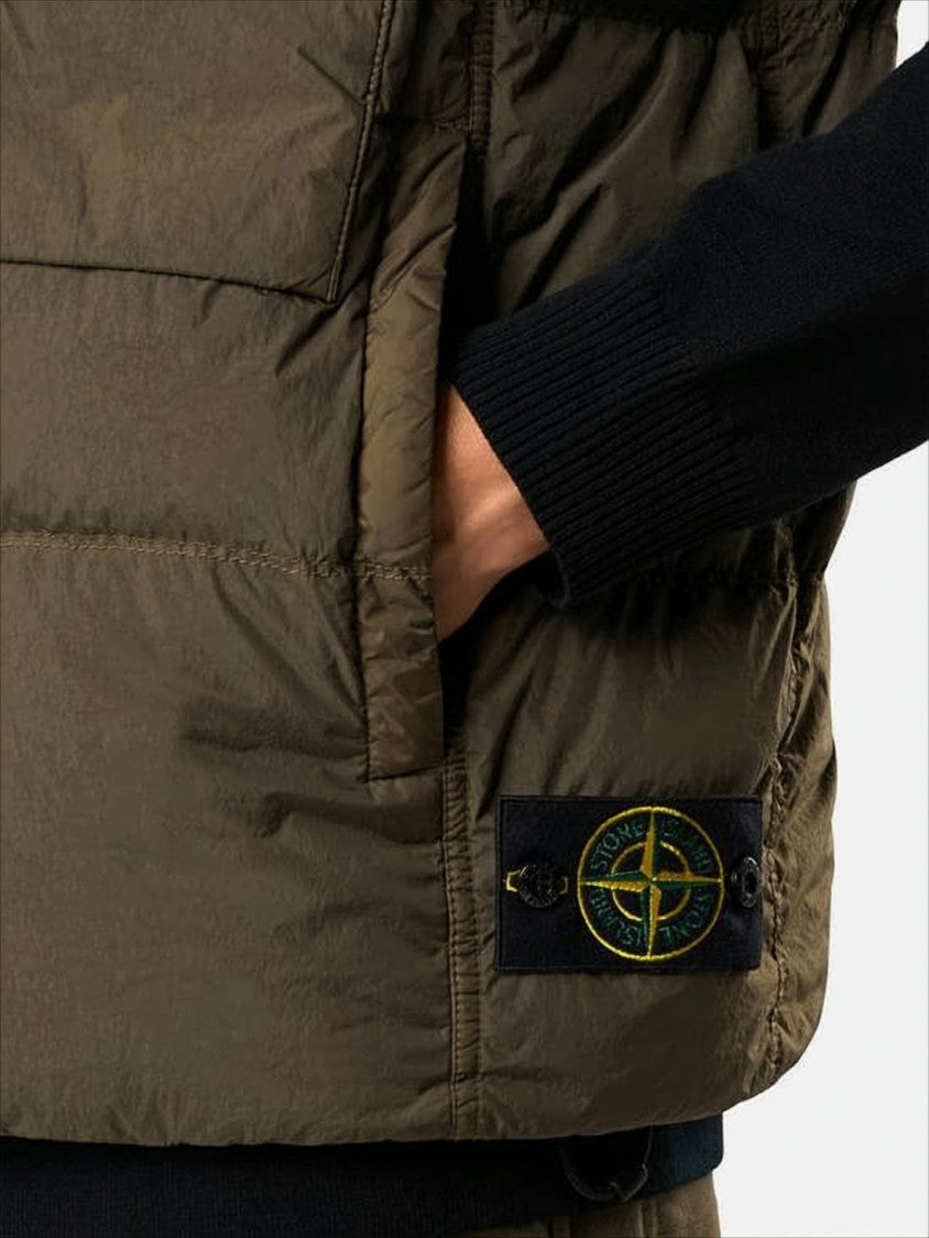 Padded Quilted Vest with High Collar