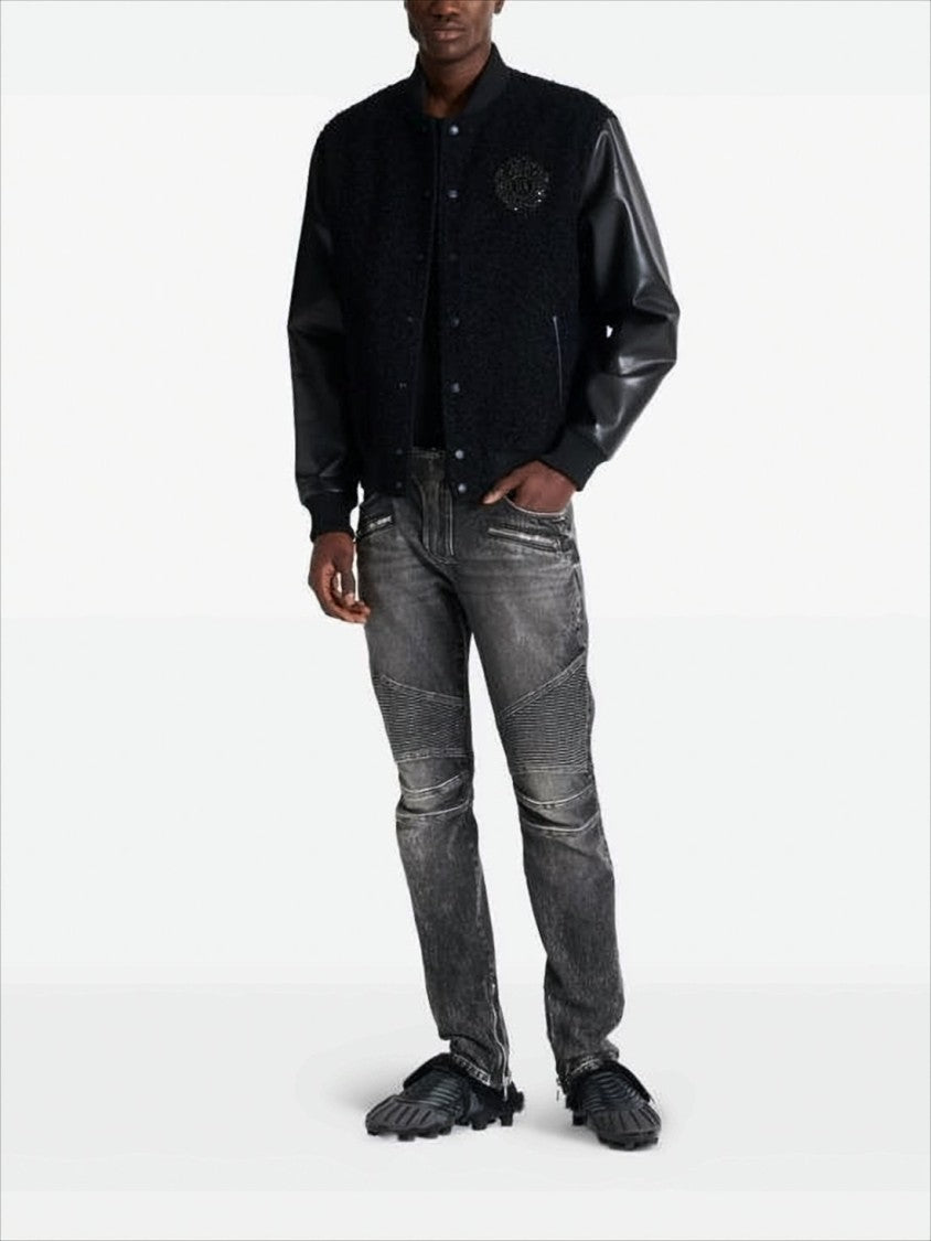 Slim Fit Distressed Denim Pants with Ribbed Detailing
