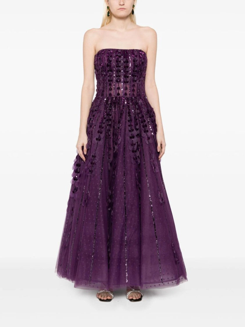 Beaded Tulle Dress With Velvet Hearts