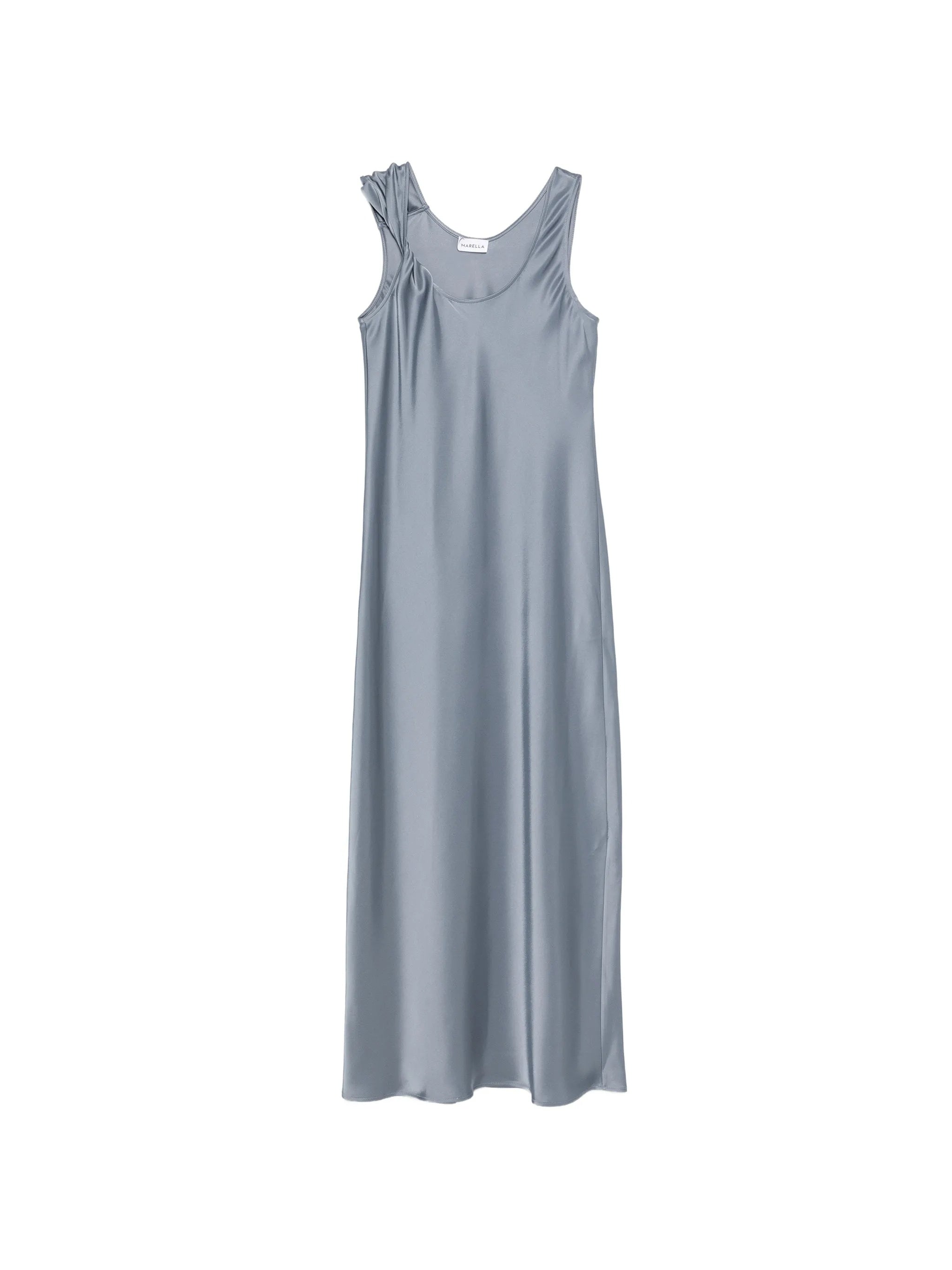 Blue Mmlovale Satin-Finish Sleeveless Maxi Dress