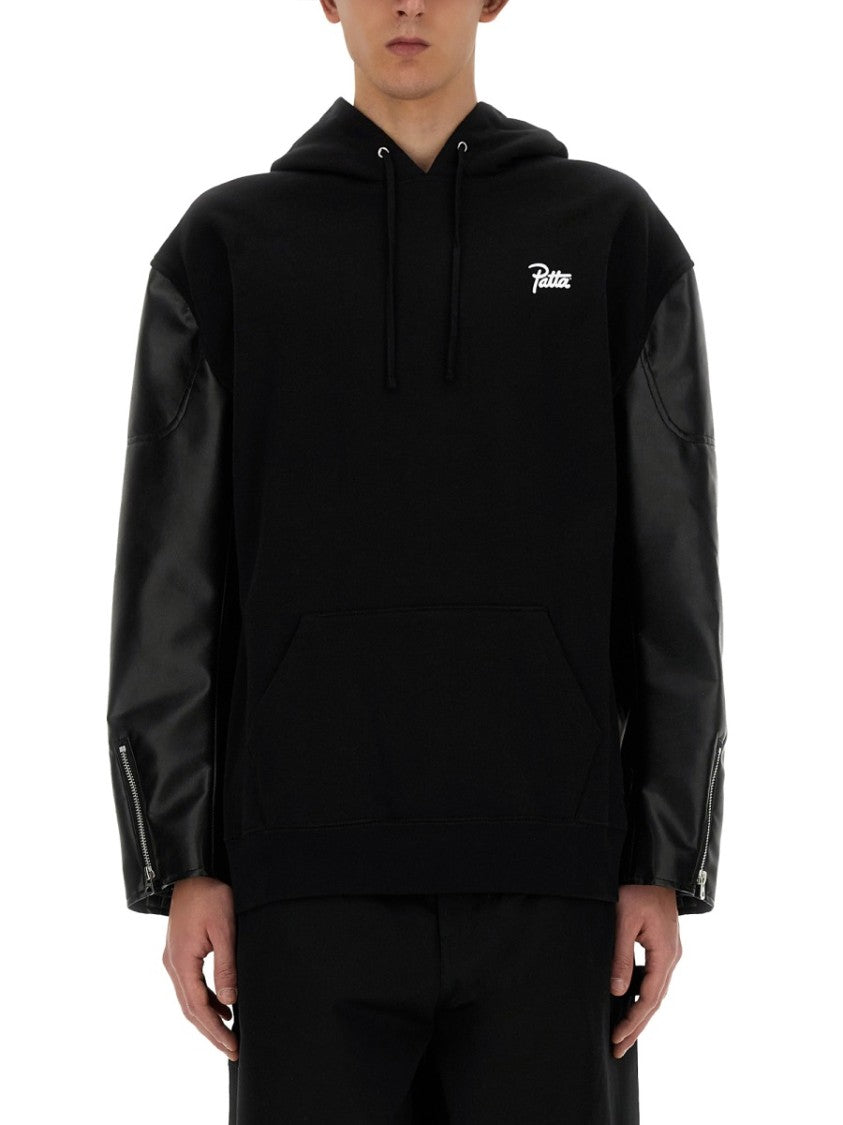 Hooded Black Flap Sweatshirt