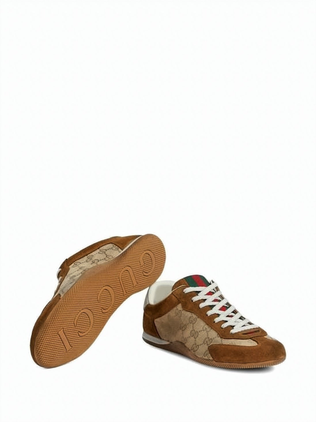 Low-Profile Suede and Canvas Sneakers with Monogram Detail