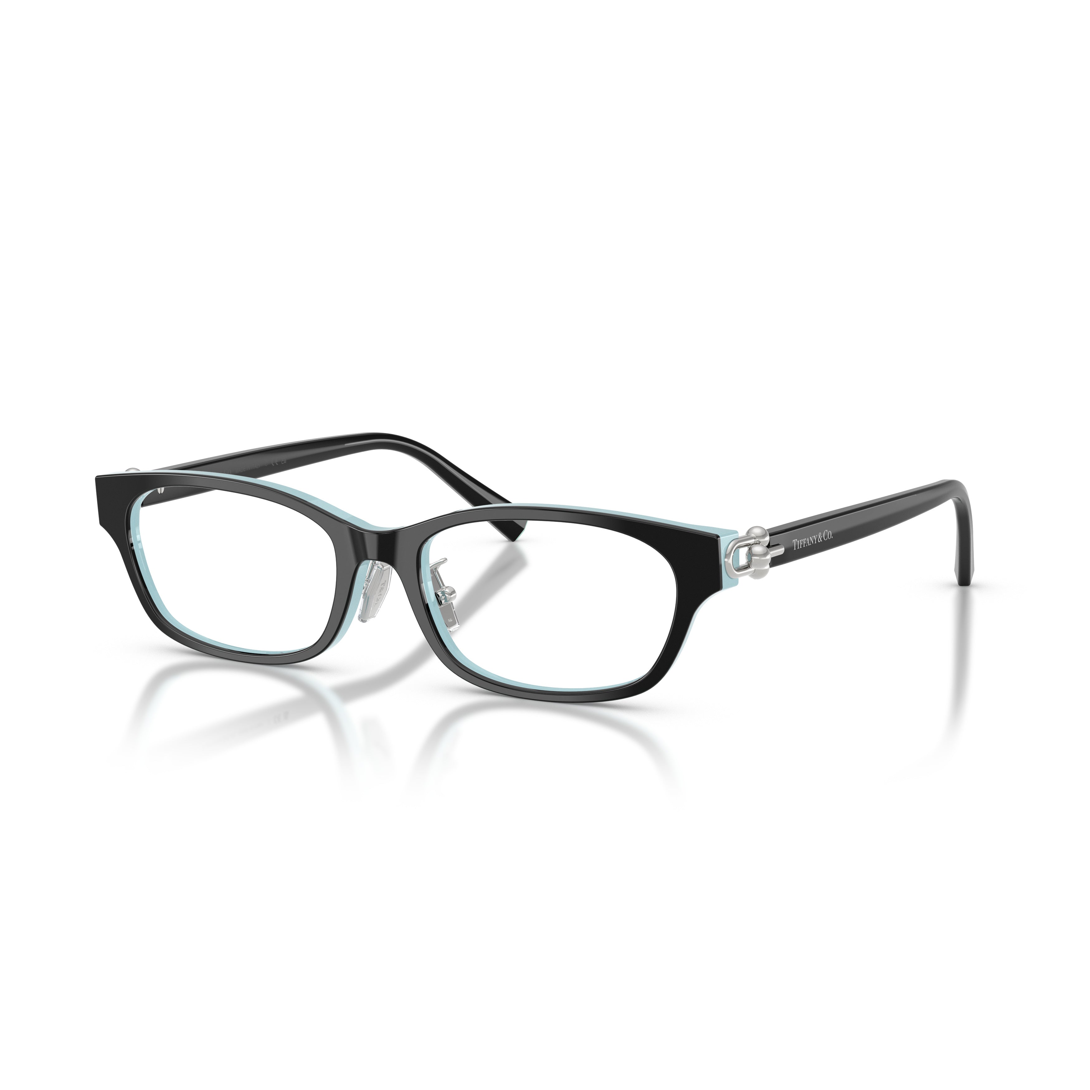 Rectangular Eyeglasses with Light Blue Detailing