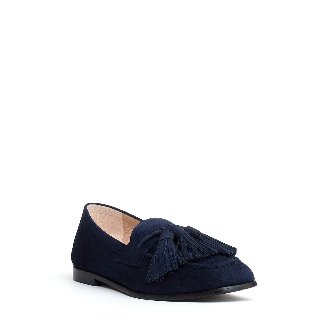 Mocassino Camoscio Blu Con Fiocchetto