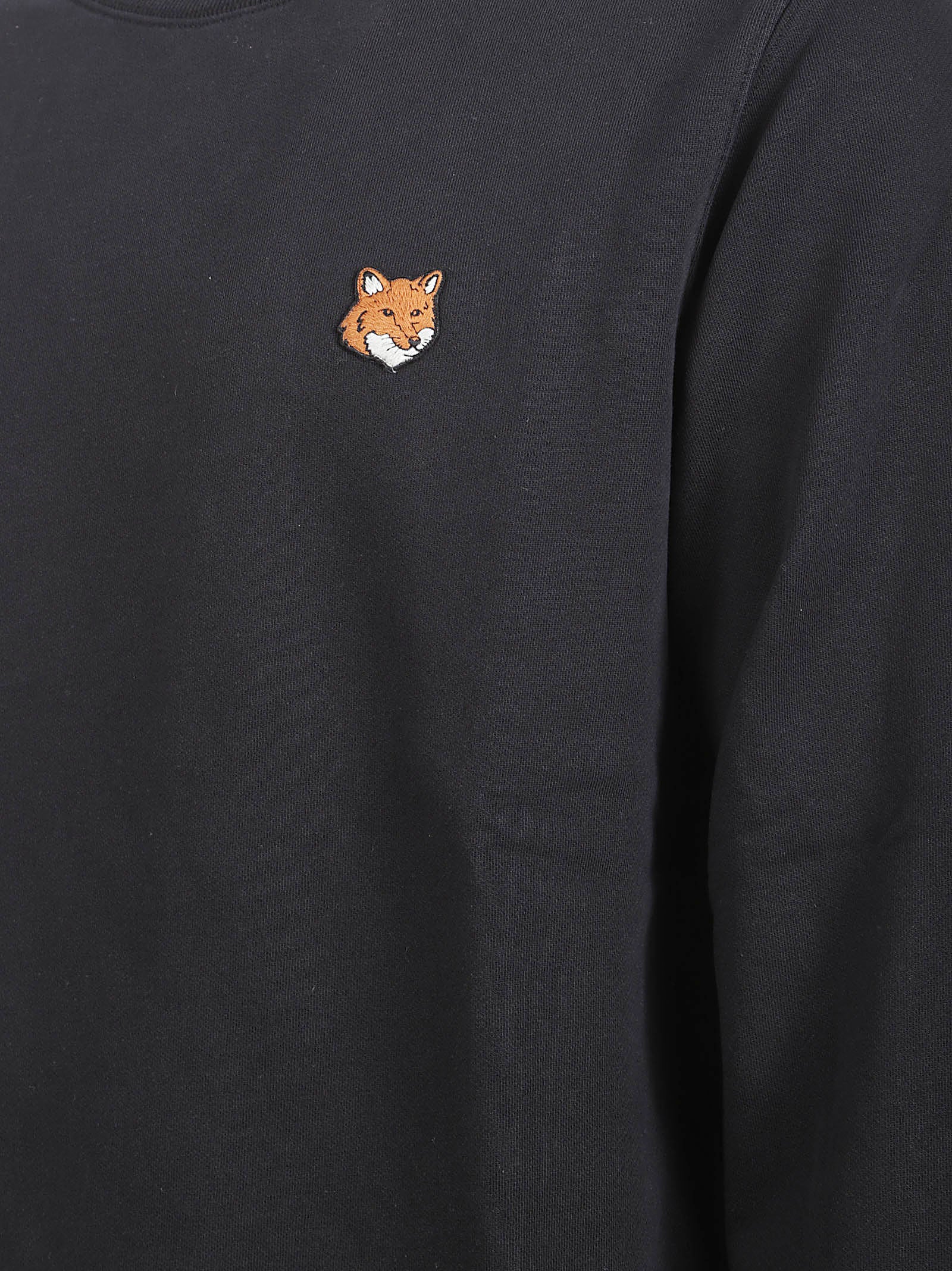 Crewneck Sweater with Embroidered Fox Detail