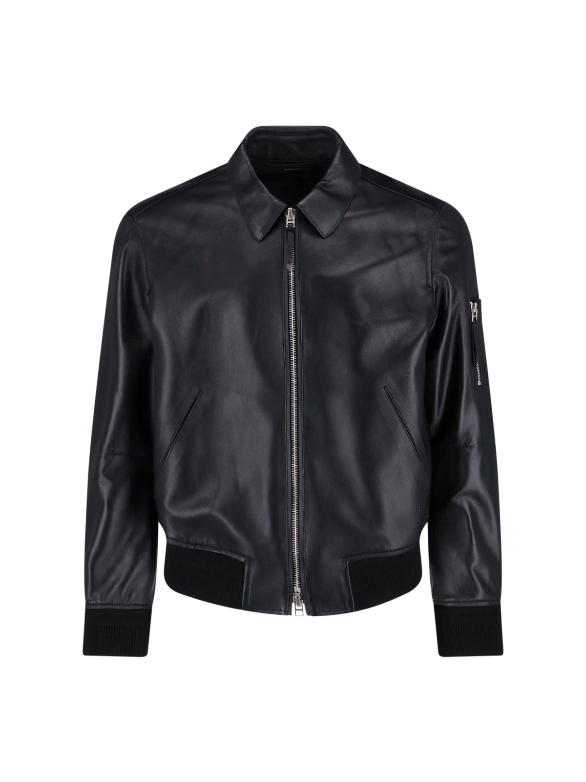Classic Black Lamb Leather Jacket with Zip Closure
