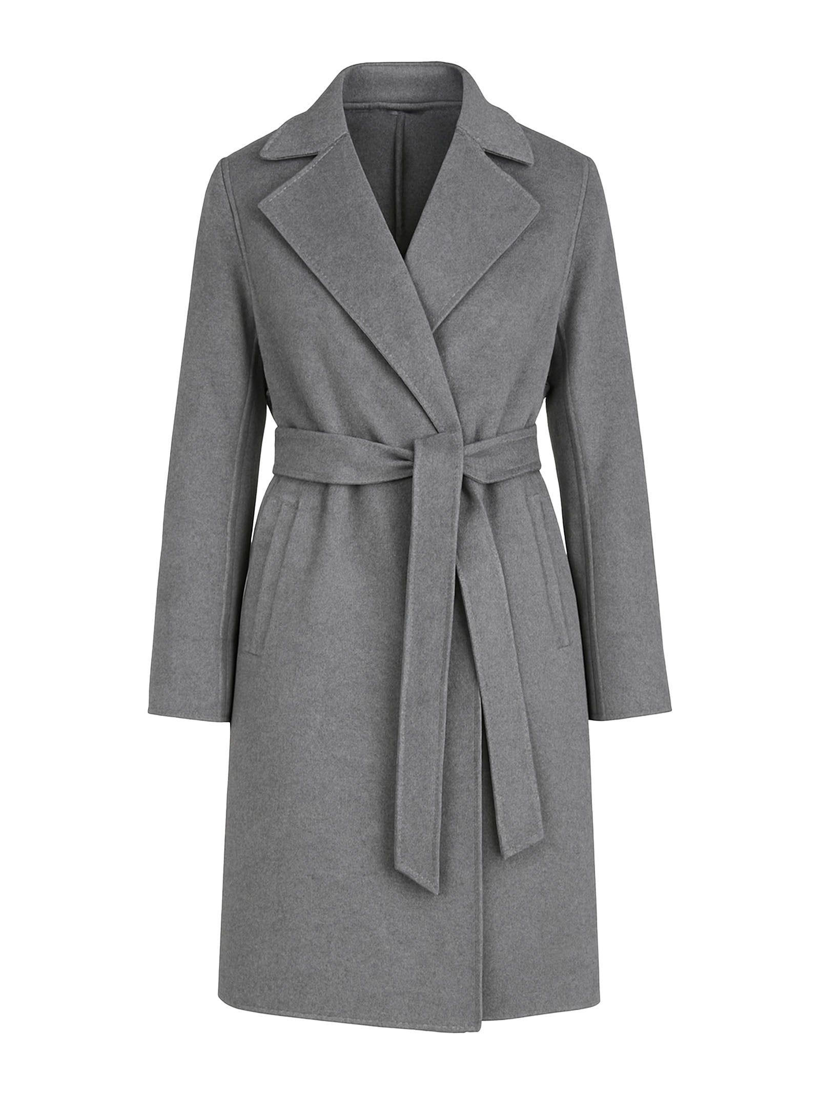 Midi Wrap Coat In Virgin Wool
