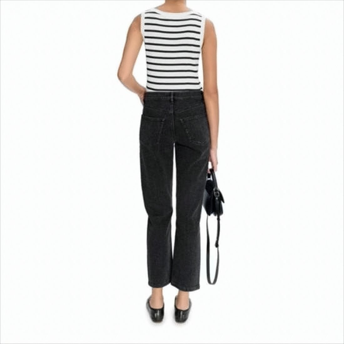 High-Waisted Straight-Leg Denim Pants
