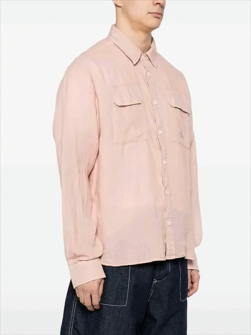 Long-Sleeve Linen Shirt with Classic Collar