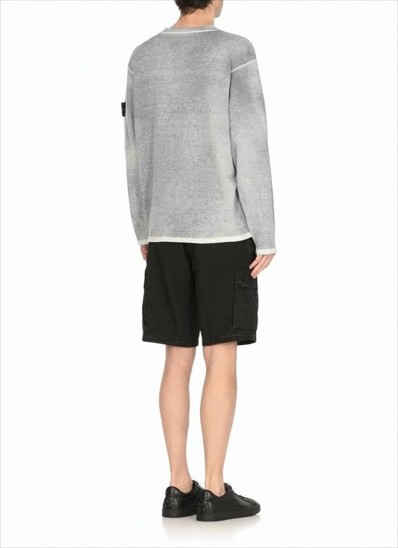 Washed Grey Sweater with Distinctive Embroidered Patch