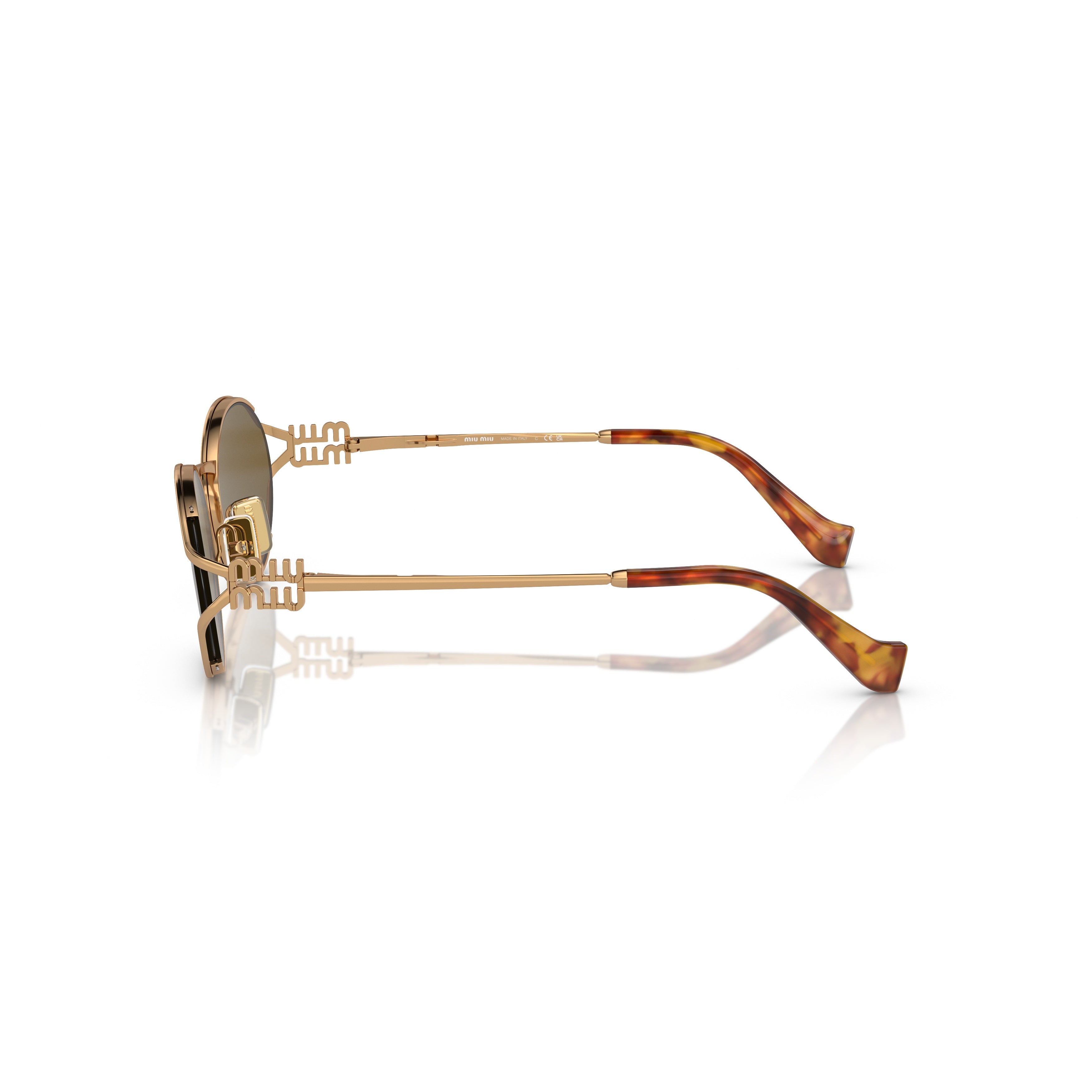 0Mu 52Ys Gold Metal Frame Sunglasses