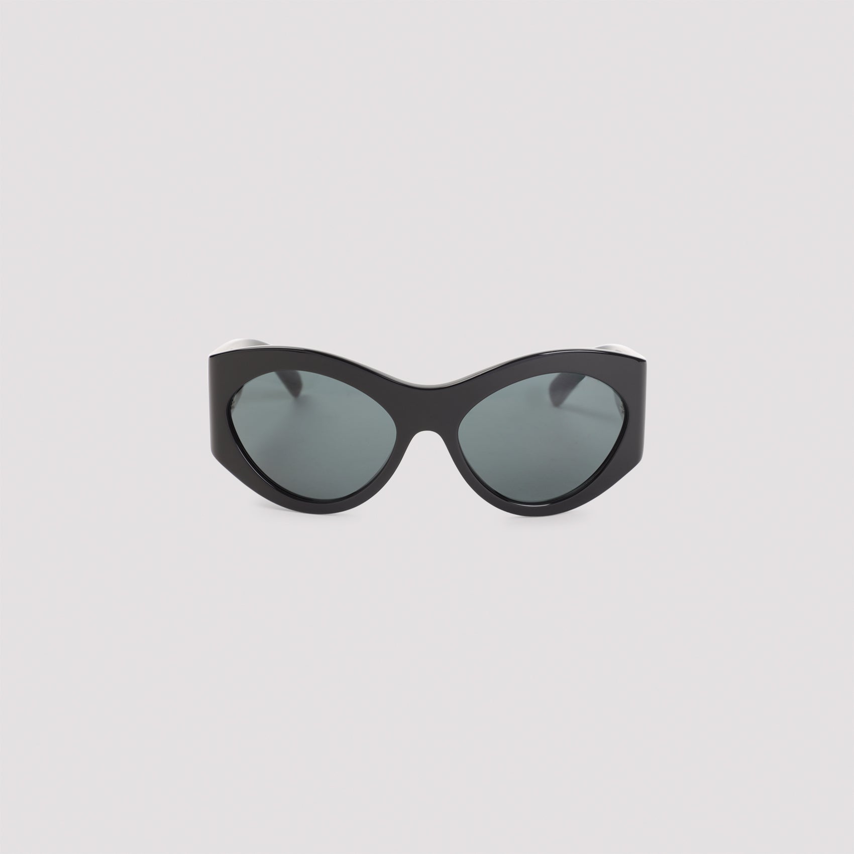 Cat-Eye Black Acetate Sunglasses with Metallic Accents