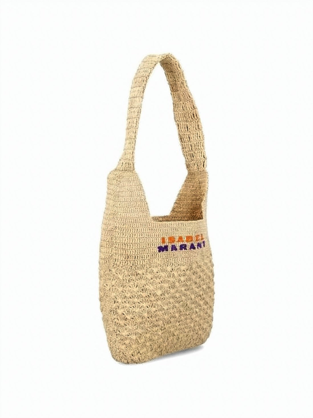 Woven Raffia Shoulder Bag with Embroidered Detailing