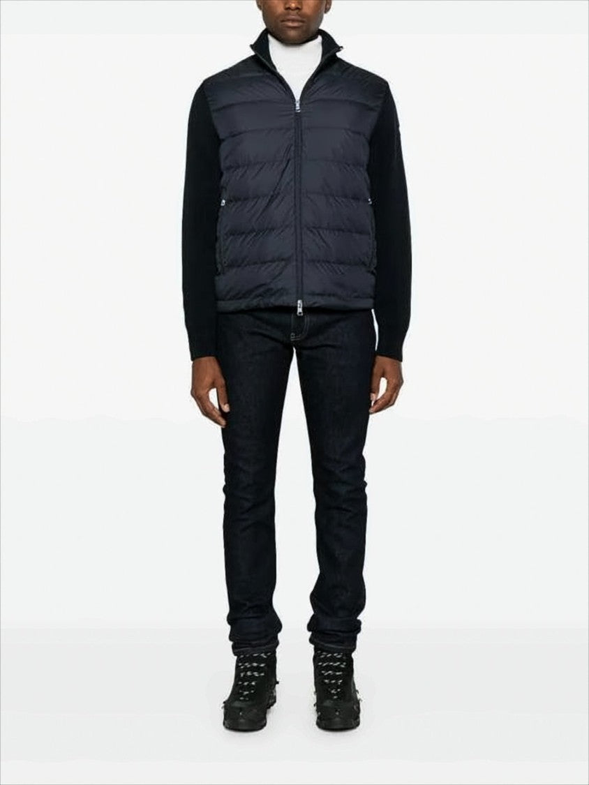 Quilted Padded Jacket with Knitted Accents