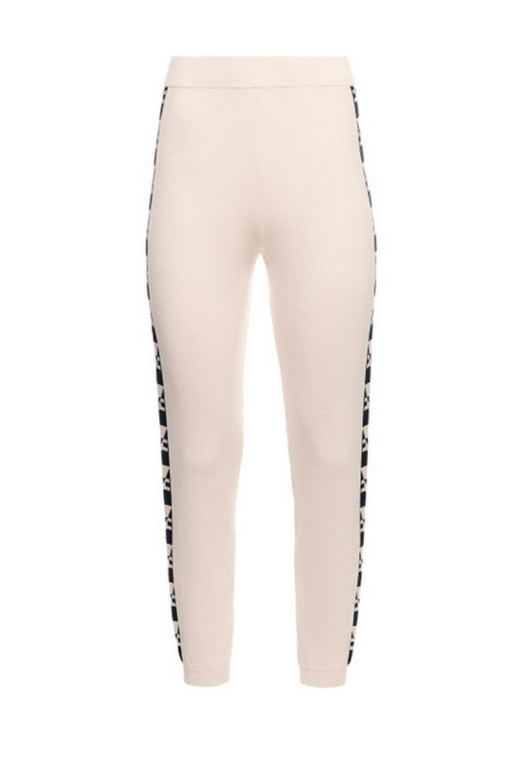 Butter-Colored Trousers With Side Print