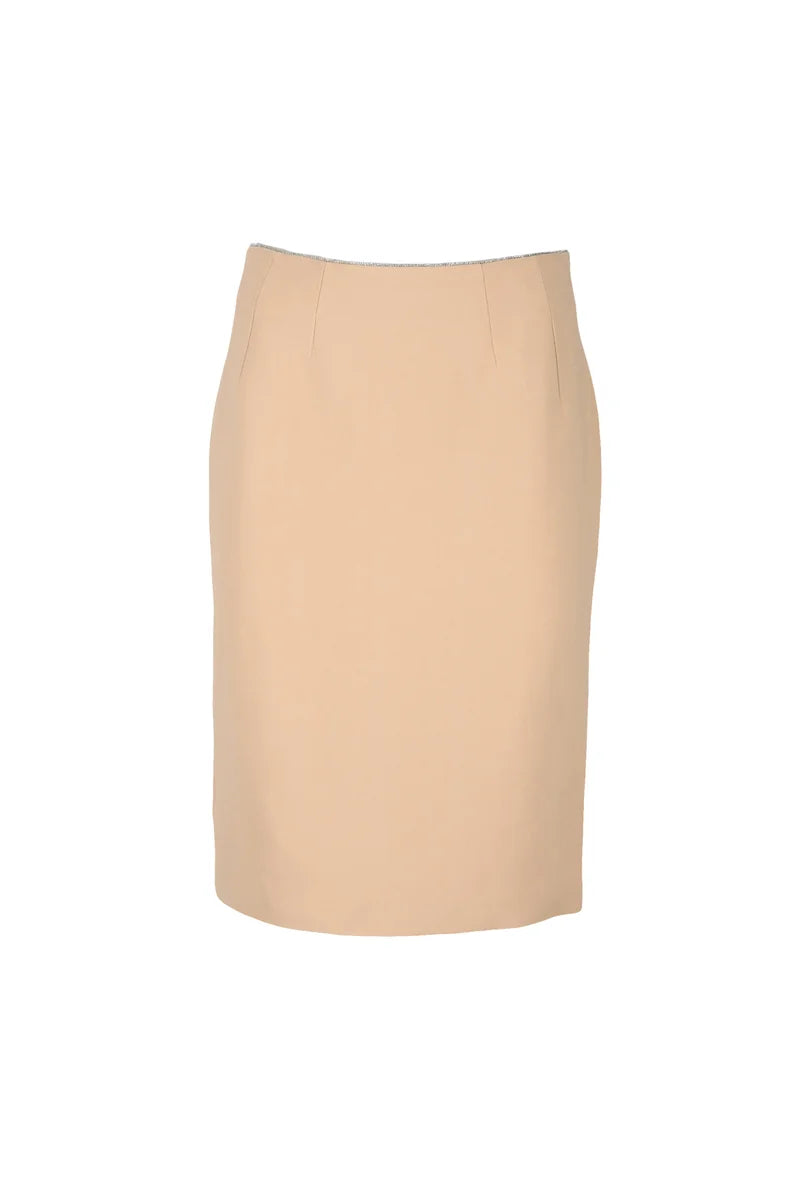 Midi Skirt Beige Viscose Elastane