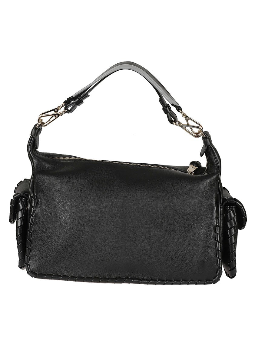 Rectangular Handbag With Braided Leather Trim