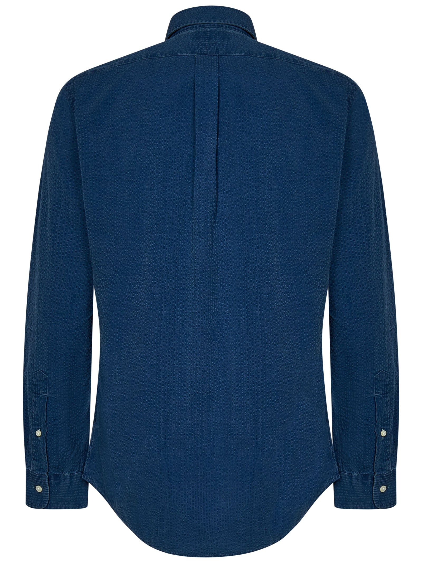 Indigo Striped Seersucker Cotton Custom-Fit Shirt