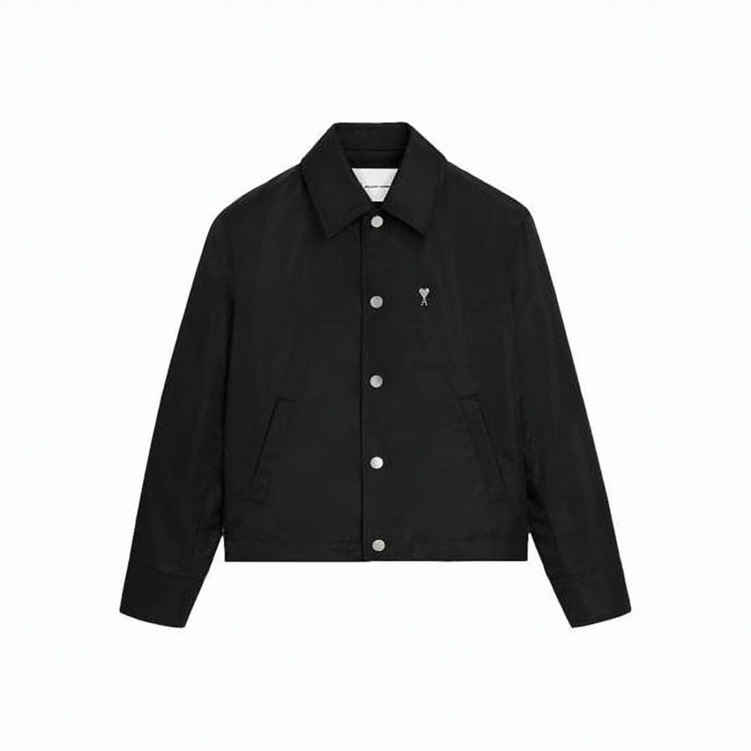 Nylon Jacket with Metallic Stud Buttons and Minimalist Design