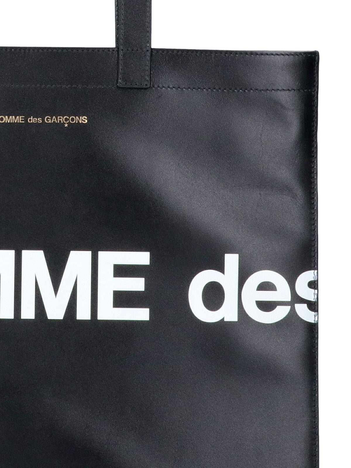 Black Smooth Leather Bold Logo Tote
