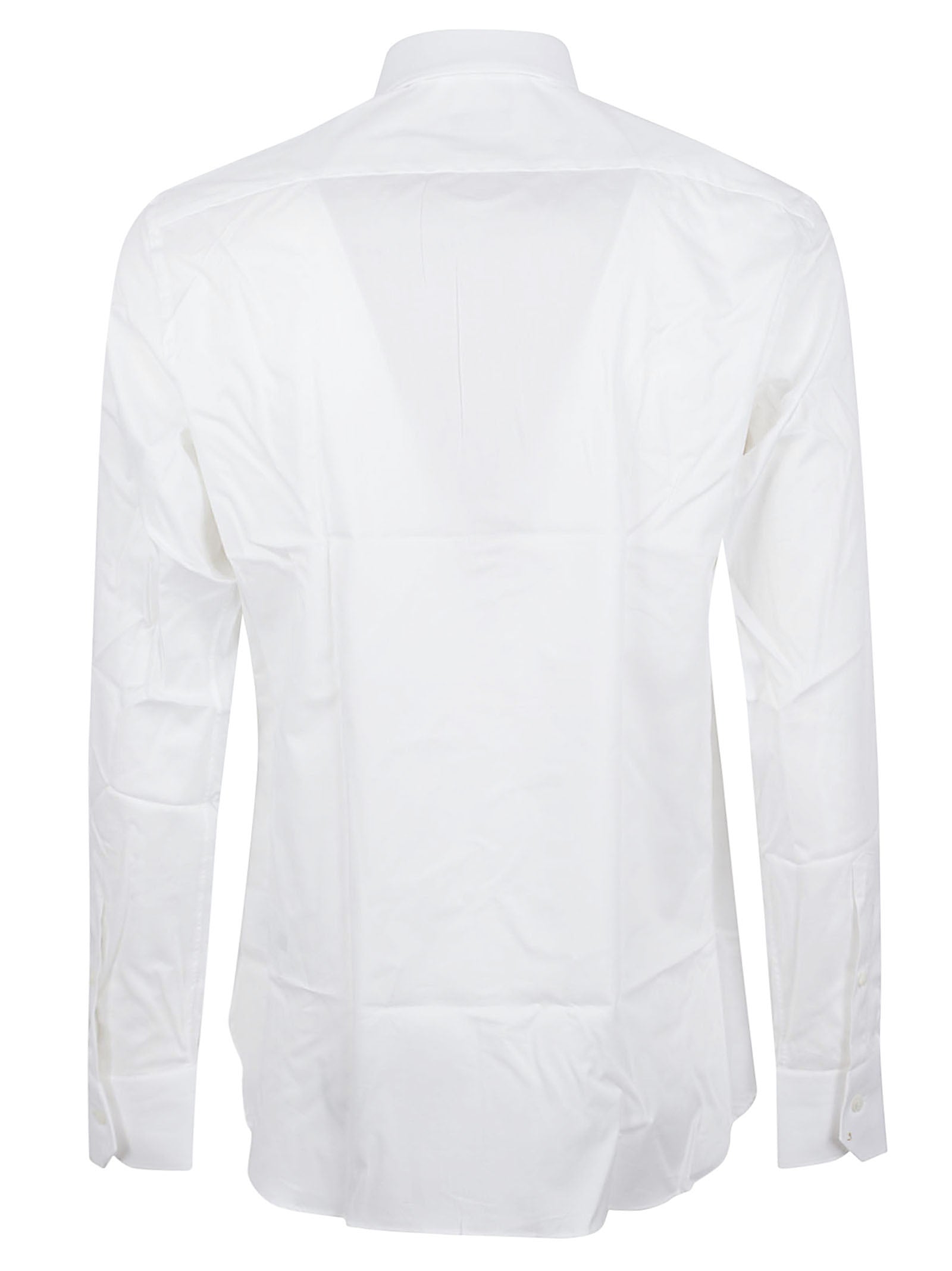 Long-Sleeve Cotton-Lycra Shirt with Crisp Collar