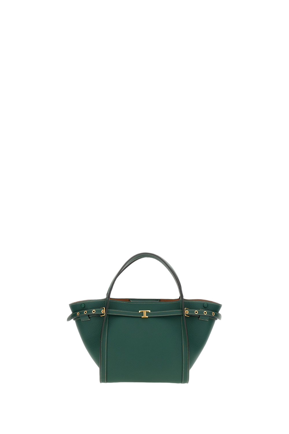 Structured Green Calfskin Leather Shopping Bag