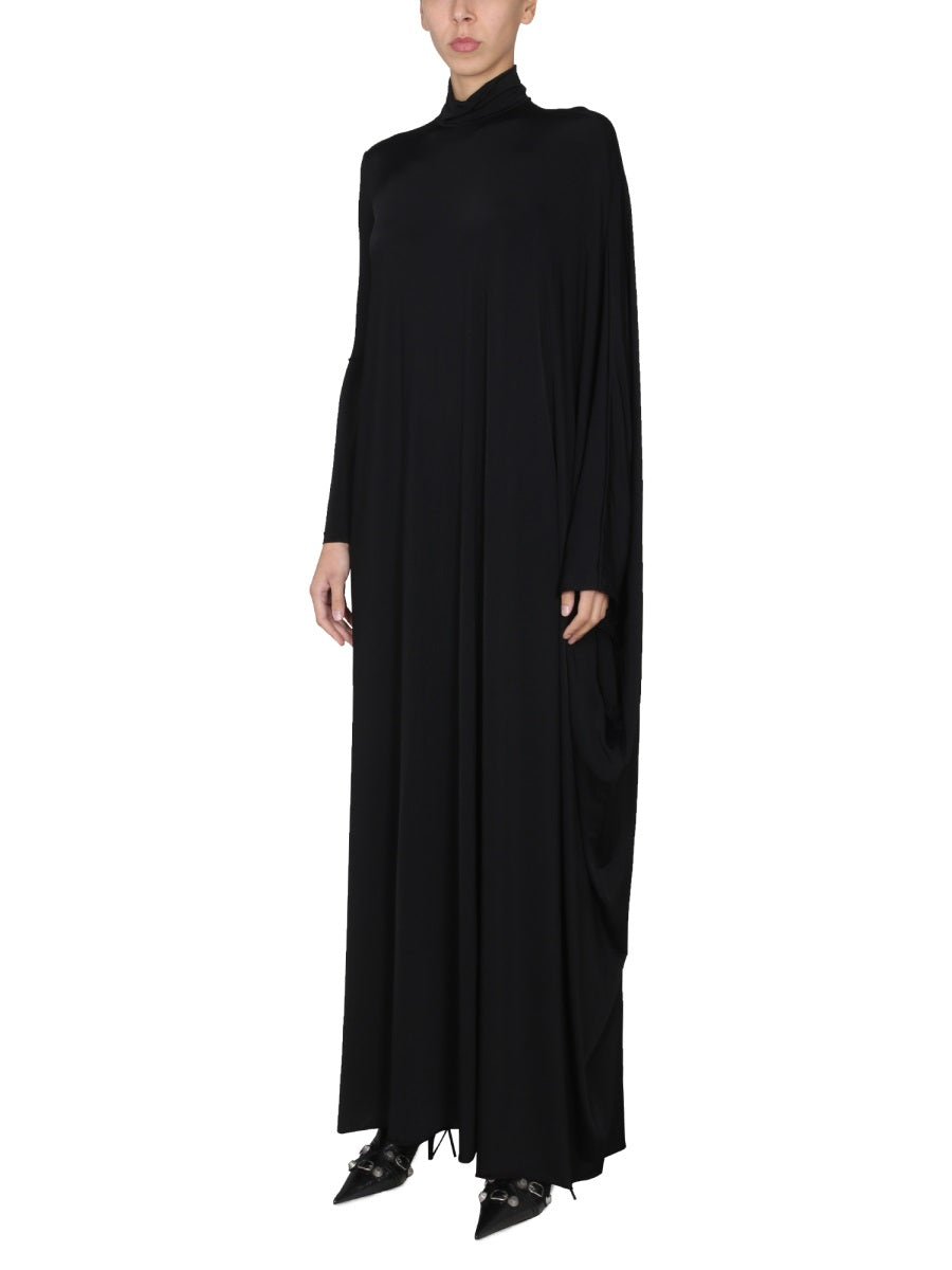 Sleek Minimalist Maxi Dress in Stretch Nylon Jersey