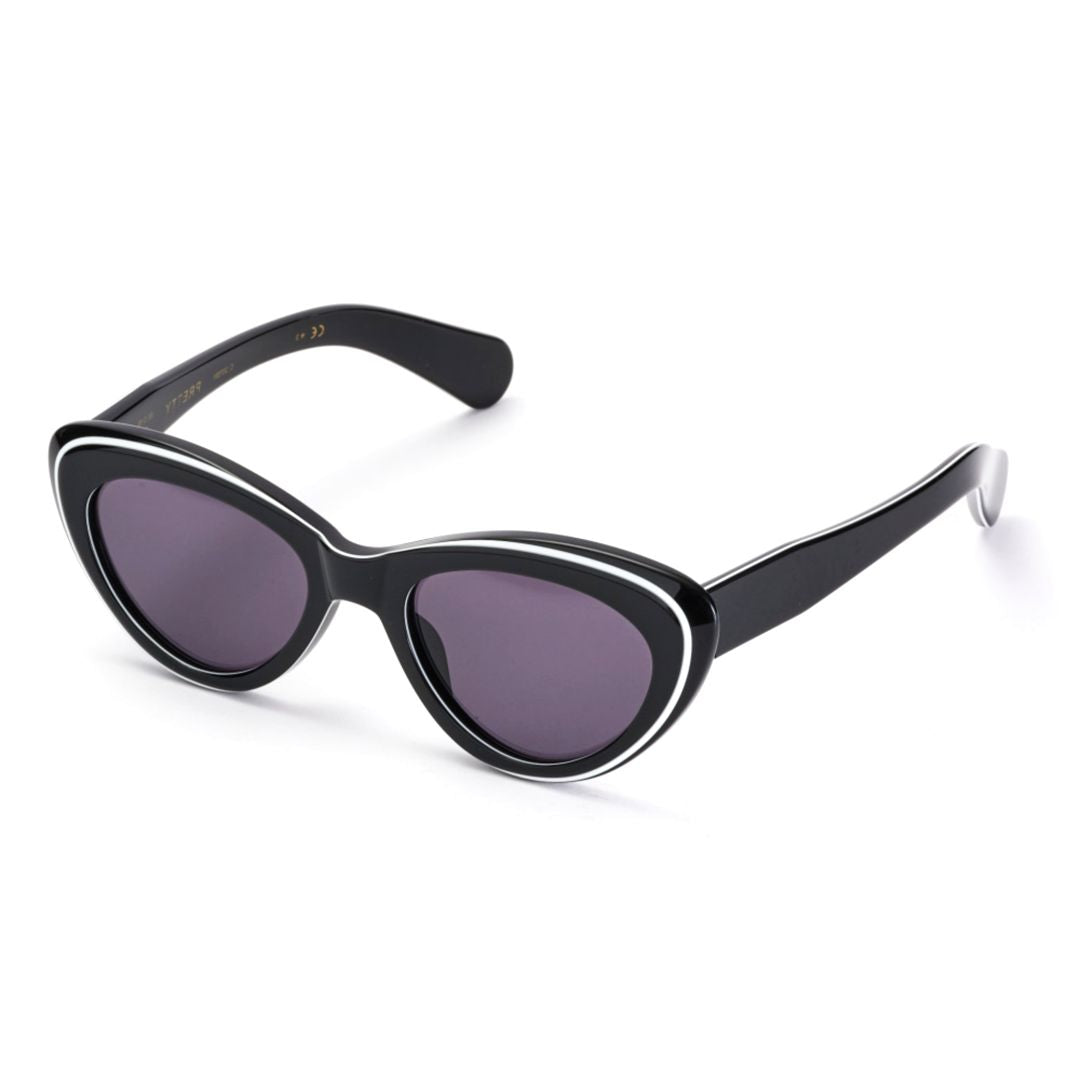 Pretty Cat-Eye Sunglasses with Glossy Black Frame