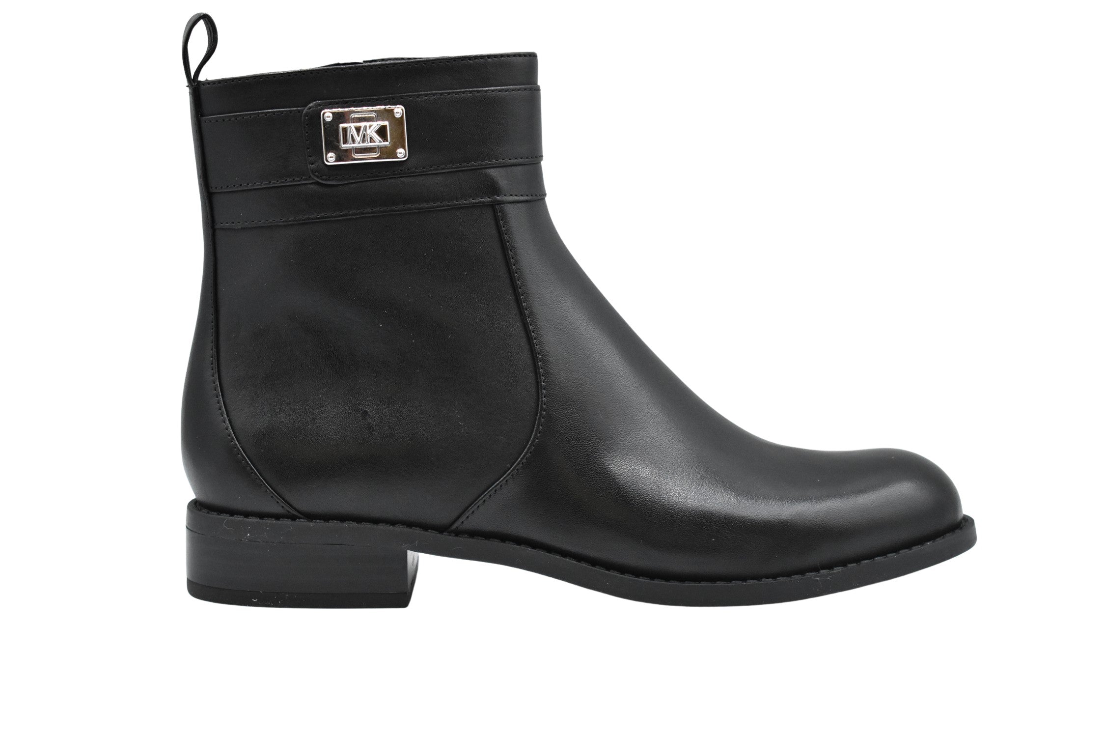 Black Leather Ankle Boots With Rounded Toe