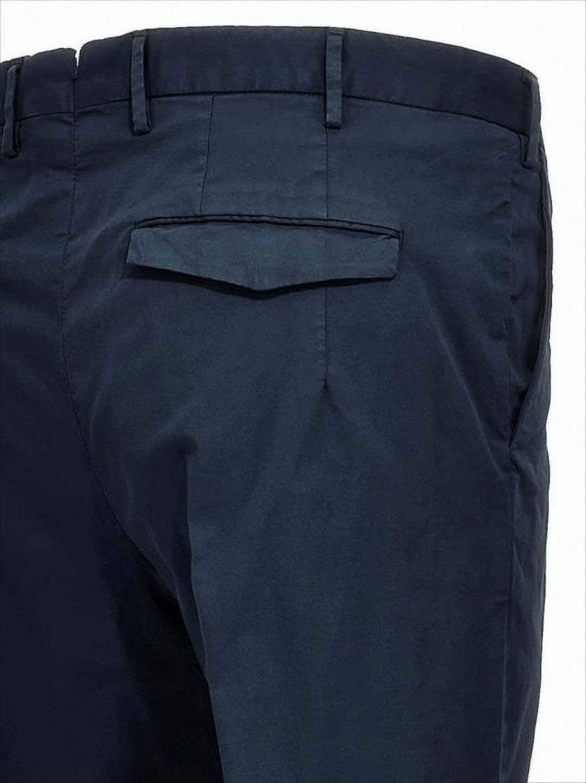 Tailored Blue Straight Pants With Classic Waistband And Functional Pockets