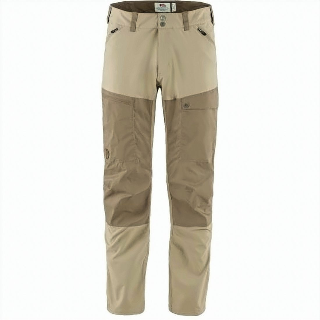 Two-Tone Straight Pants with Suede Reinforcement
