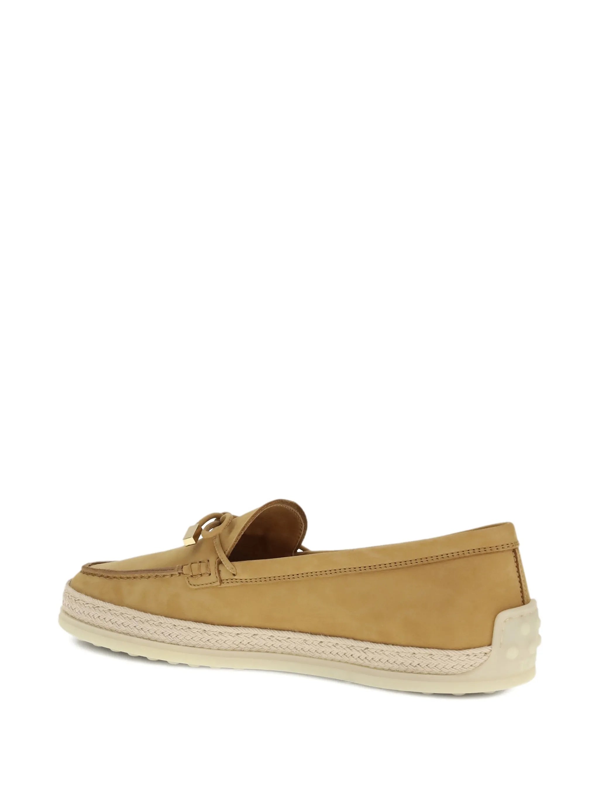 Tan Calzature Leather Braided Sole Loafers