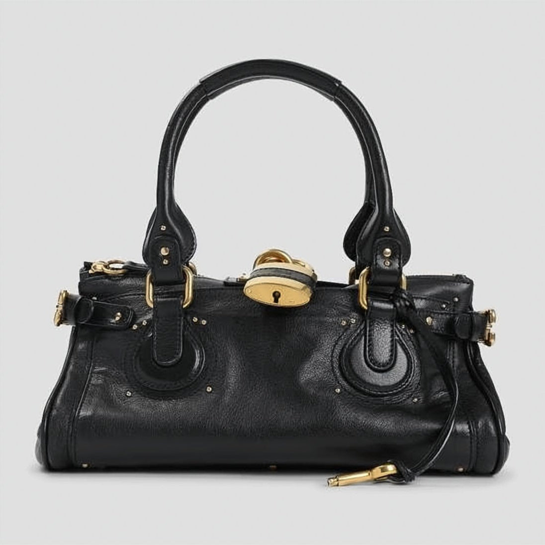 Smooth Leather Shoulder Bag with Gold-tone Hardware