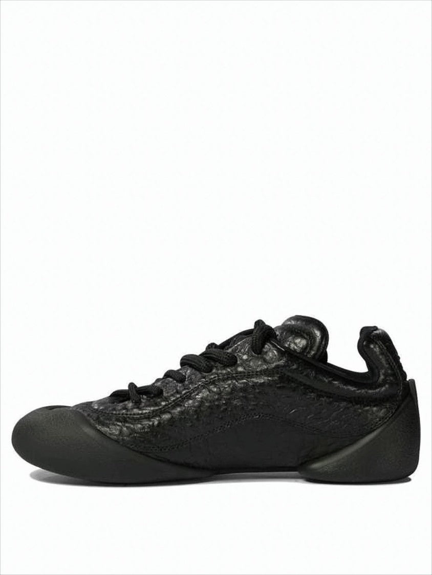 Textured Lambskin Leather Sneakers with Rounded Toe