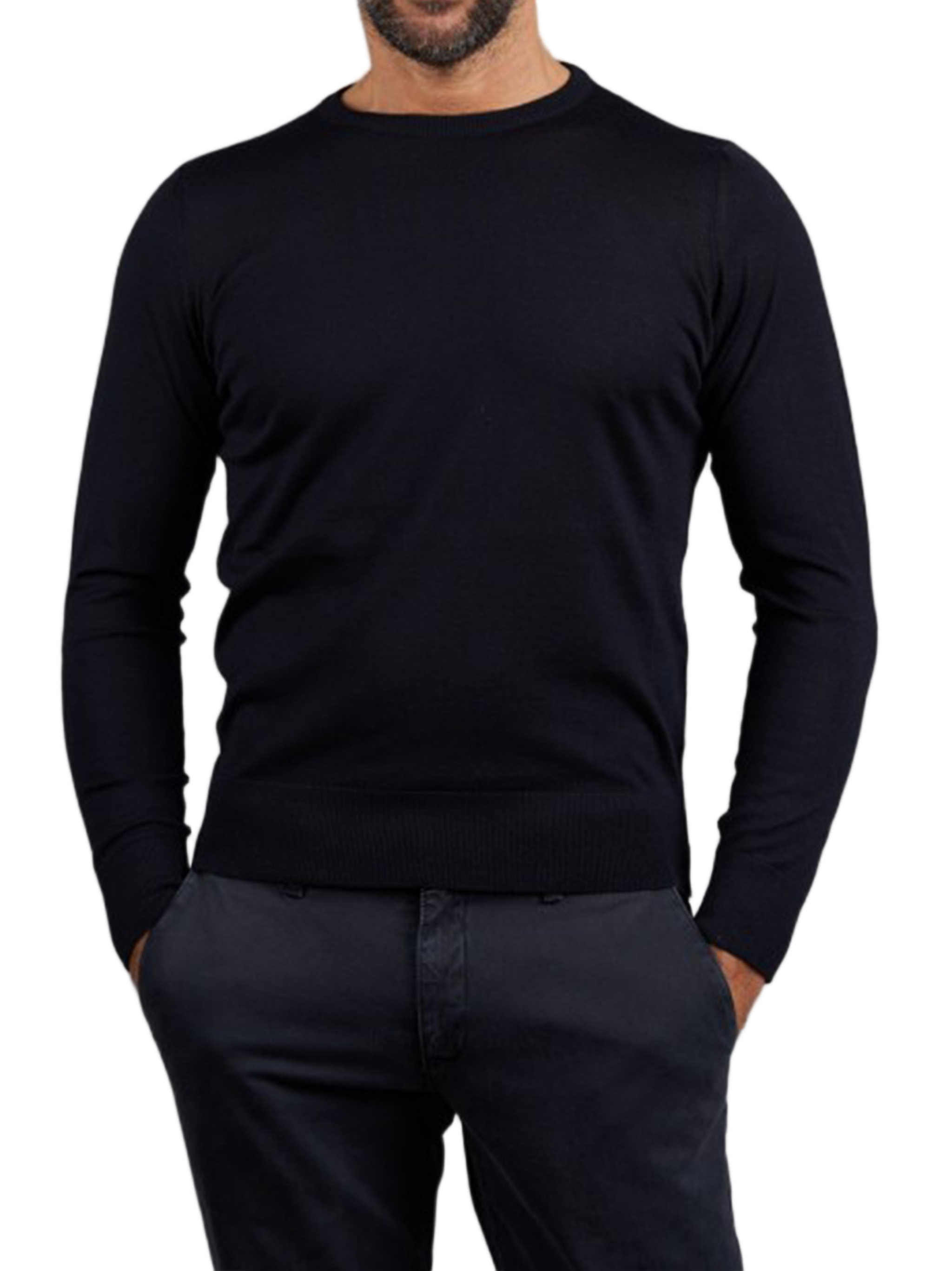 Black Maglieria Classica Long-Sleeved Knit Sweater