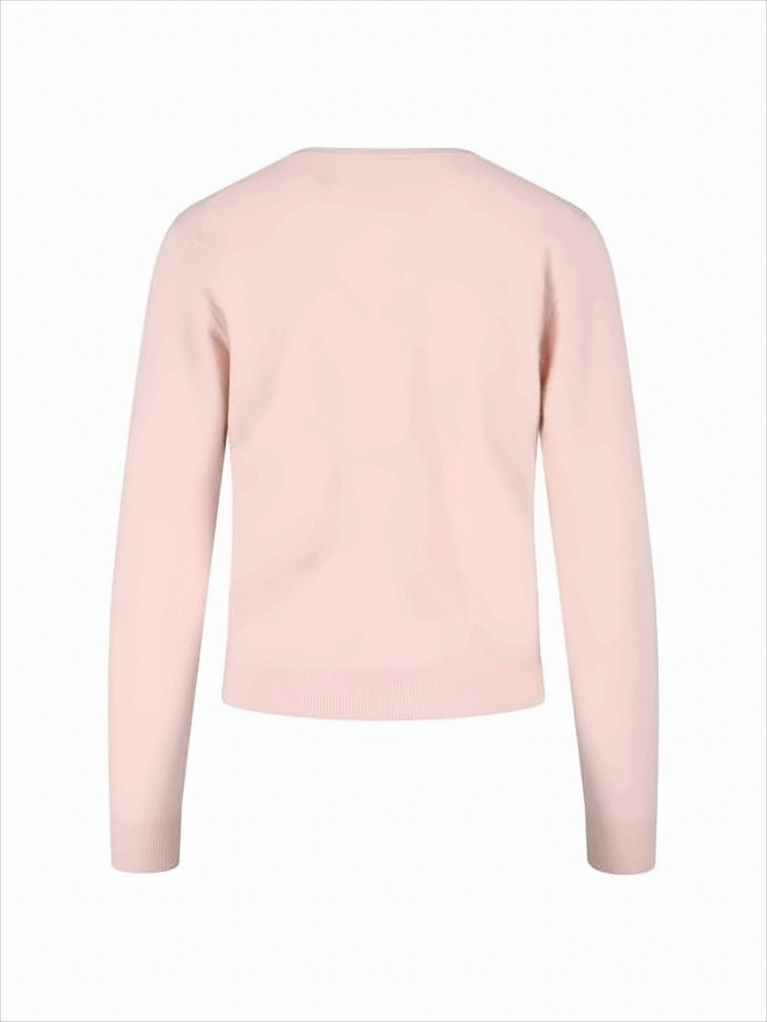 Pastel Pink Wool Cardigan with Ribbed Cuffs