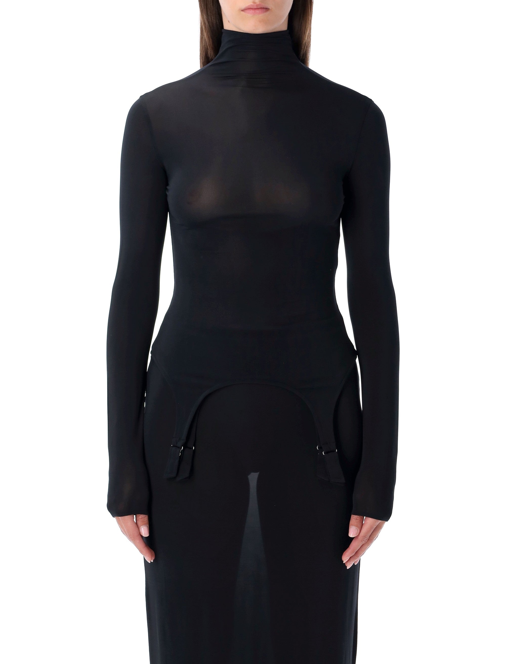 Long-Sleeve High-Neck Body With Lingerie Details