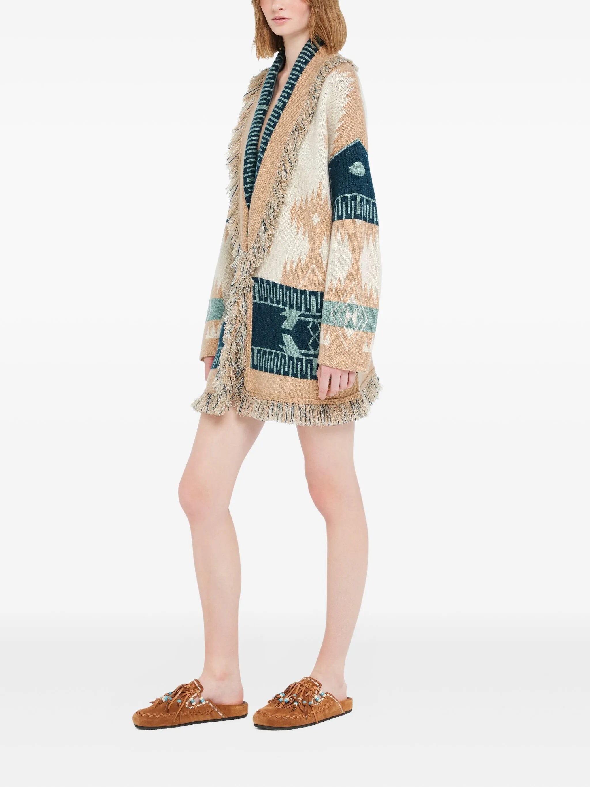 Beige Icon Jacquard Cashmere Cardigan
