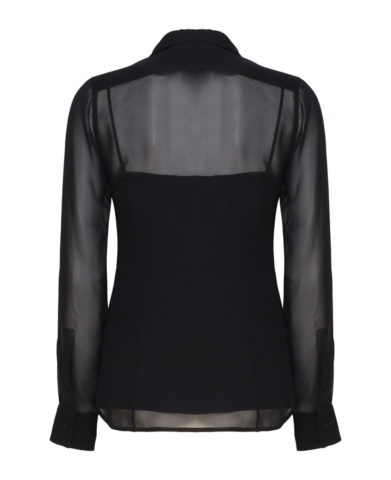 Sheer Silk Blouse with Classic Collar
