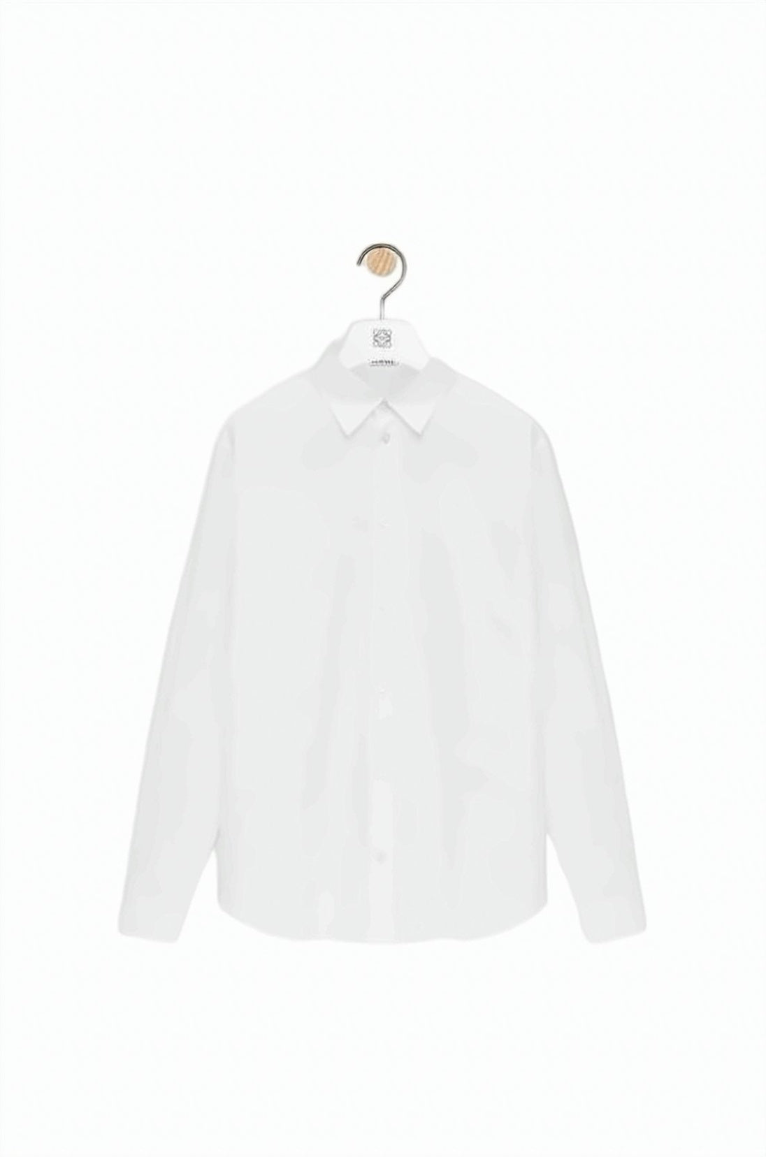 Crisp White Long-Sleeve Shirt With Pointed Collar And Tonal Embroidery