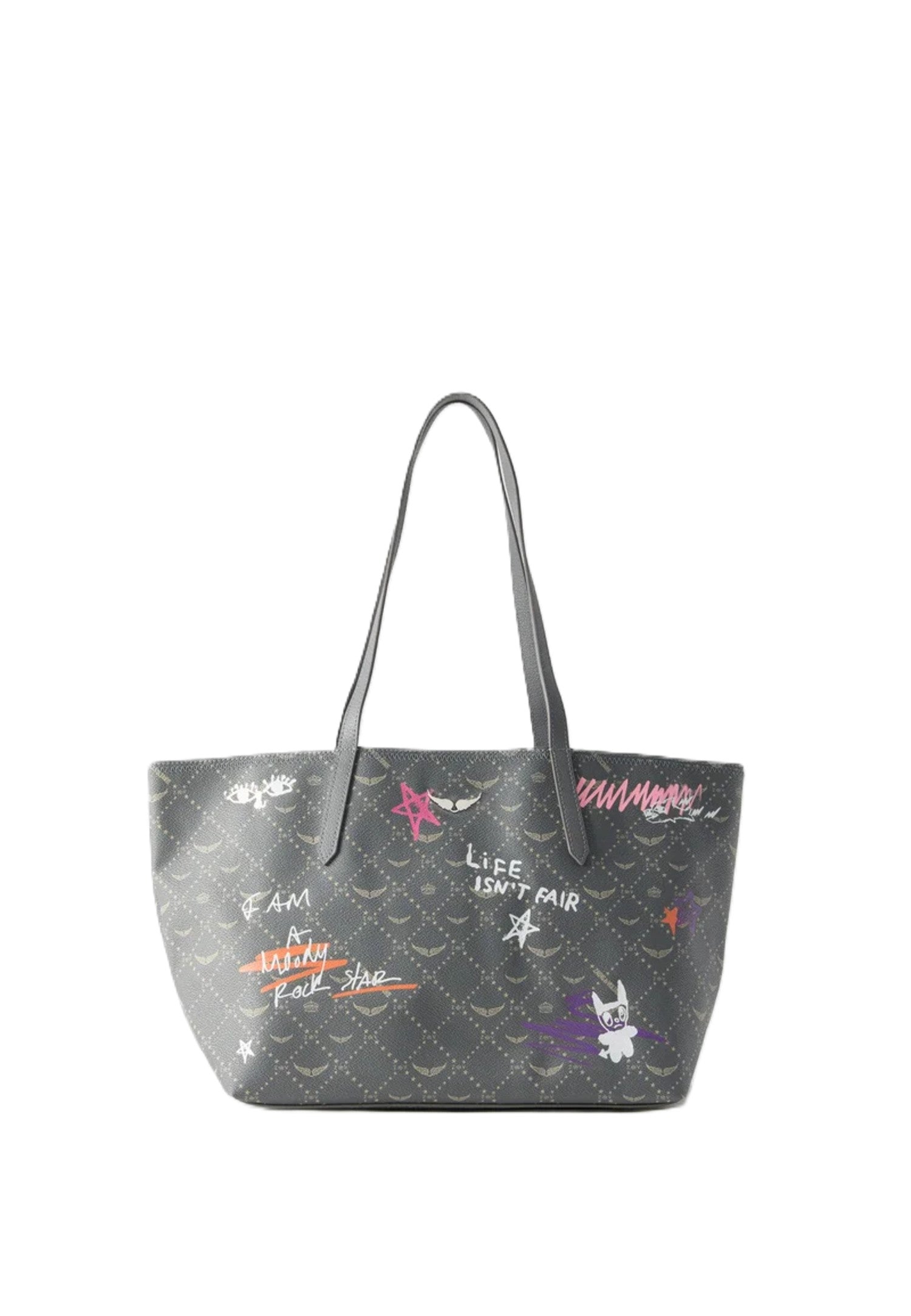 Medium Tote Bag with Graffiti Prints