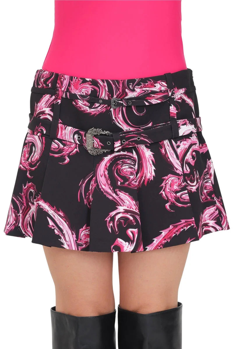 Pleated Skirt - Black/Fuchsia