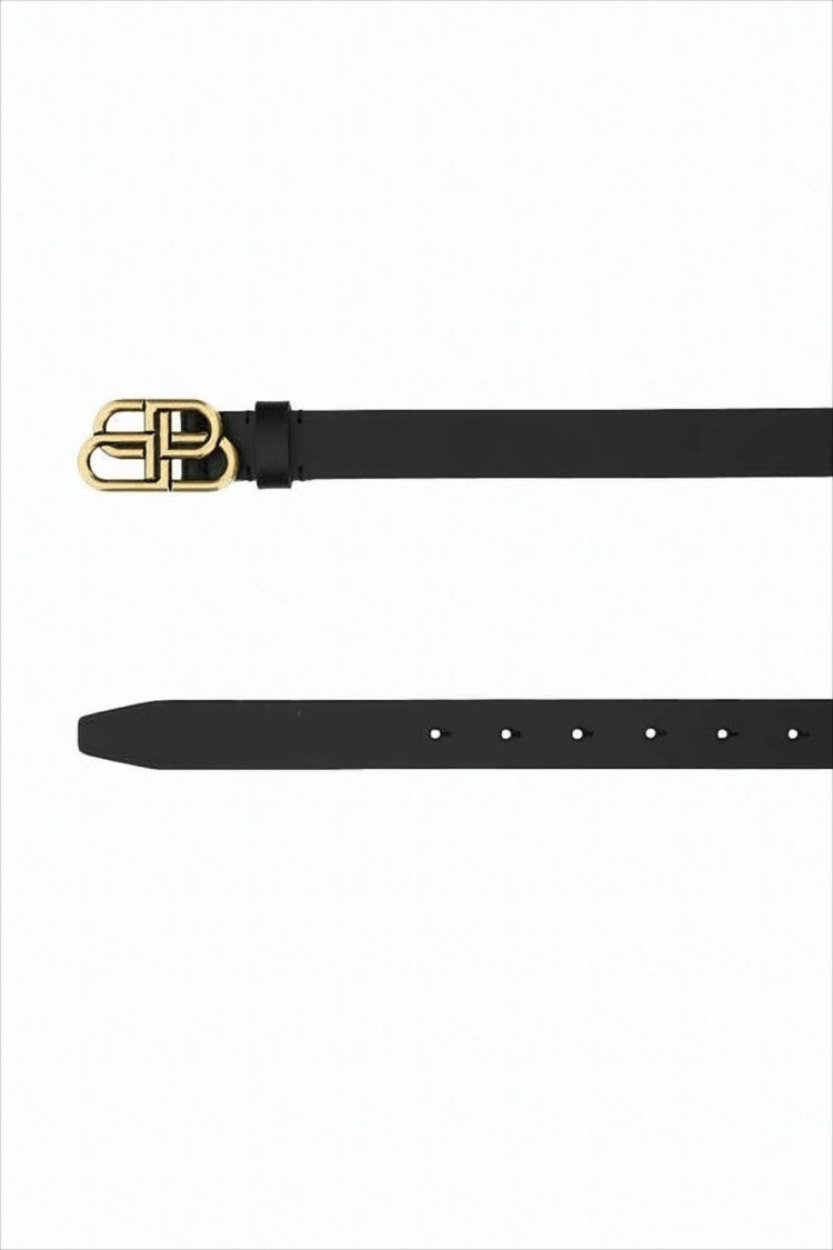Leather Belt with Interlocking 'B' Buckle