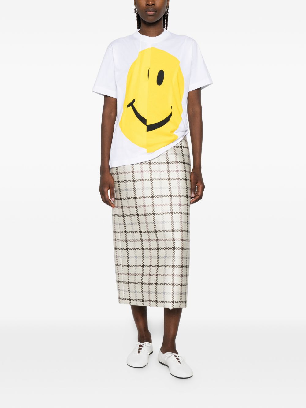 White Graphic Print Short Sleeve Top