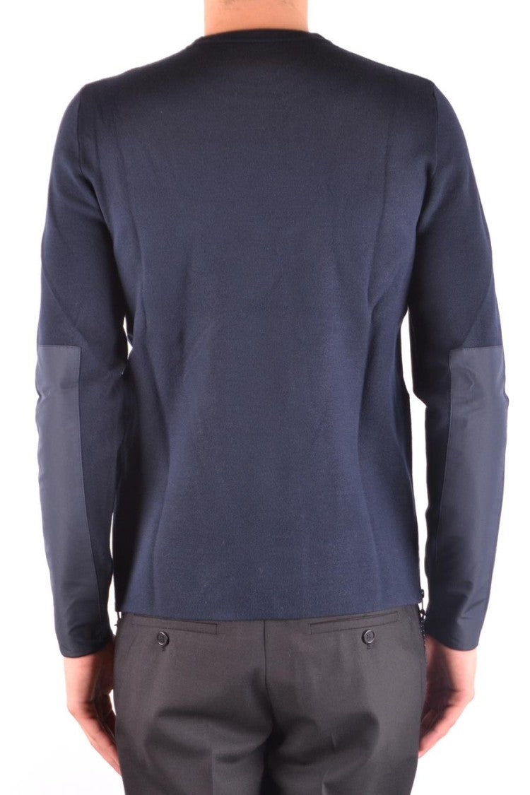 Ribbed Navy Sweater With Contrast Elbow Patches