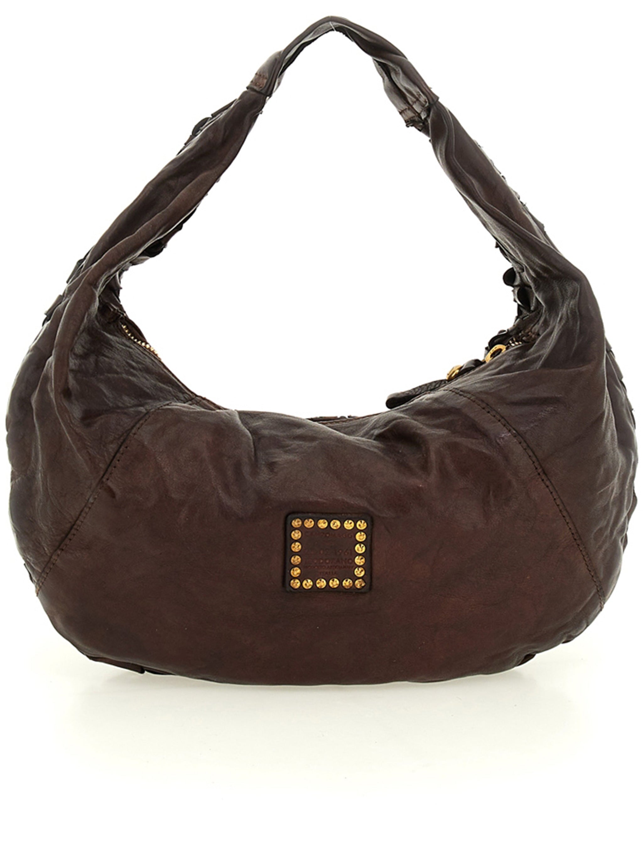 Marisa L Woven Leather Crescent Handbag