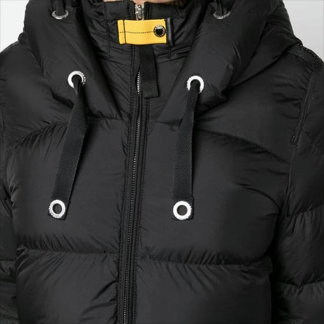 Long Quilted Padded Coat with High Collar and Hood