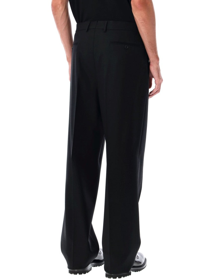 Wide Wool Double-Pleat Trousers